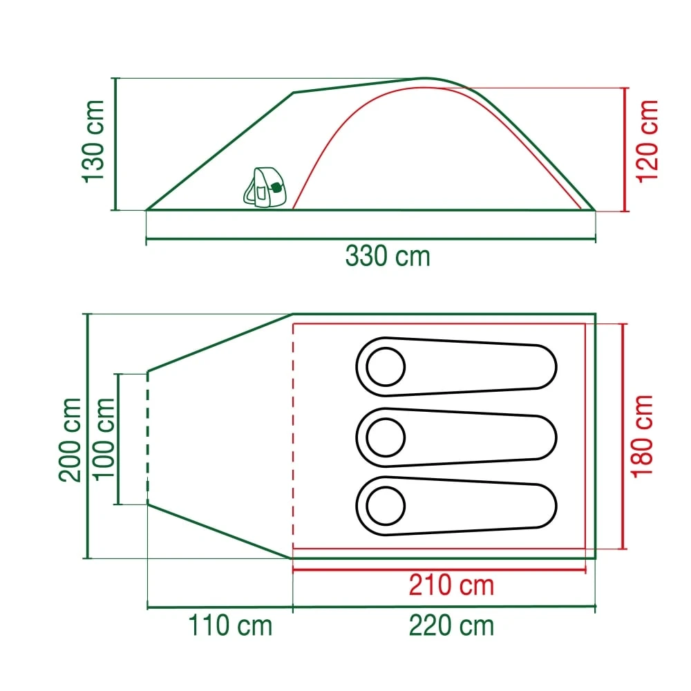 Coleman Darwin 3 Plus / 3 Persoons Tent - Groen - Afbeelding 2