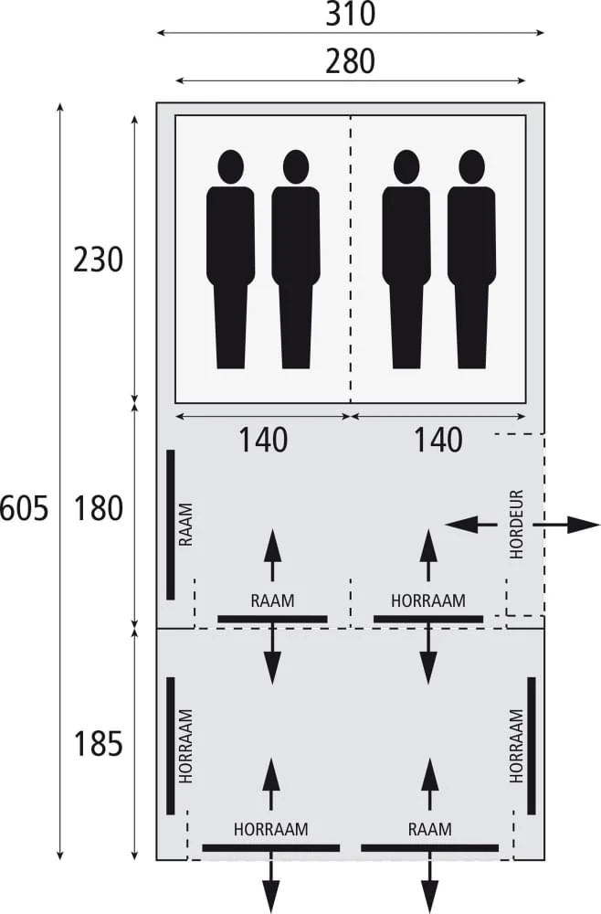 Bardani AirSpace 310 TC AIR - 4 Persoons Opblaastent Beige - Afbeelding 2