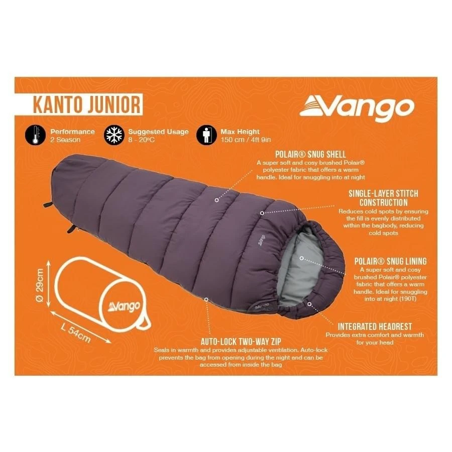 Vango Kanto Junior Mummy Kinderslaapzak Synthetisch Blauw - Afbeelding 5